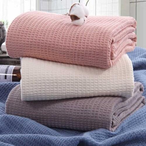 WOSTAR Super soft Solid waffle Summer Blanket 100% cotton high quality plaid Blanket for Bed sofa Travel Throw Blanket 100*150cm