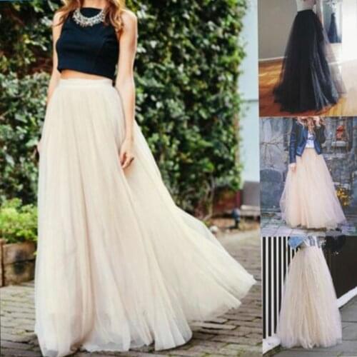 Ladies' high-waisted three-layer mesh full-size A-word pleated bouffant skirt with large size casual match