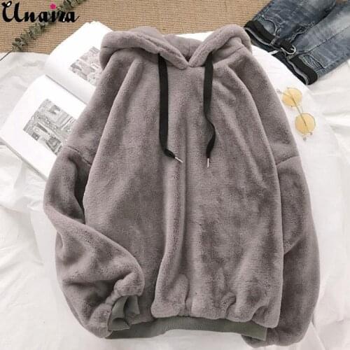Unaiza 2021 Female Velvet Sweater Women Fashion Casual Lazy Style Loose Plush Velvet Jacket Pullover Long Sleeve Solid Jacket