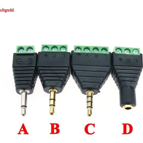 1pcs 4 Pole 3.5 Jack Connector Stereo Adapter 3.5mm RCA Audio Mono Channel Plug to Screw Terminal