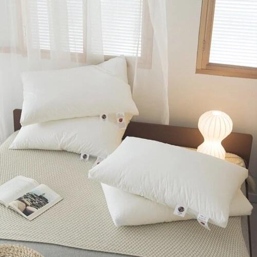 100% White Goose Down Machine Washable Pillow Core Five-star Hotel Soft Neck Pillow Japanese Style Brief Bedding Pillowcase