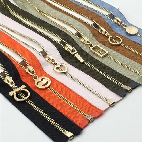 2pcs/lot Metal Zipper Fashion Decorative Slider Ring Heart Single Open End Short Jacket Coat Sunscreen Sportswear