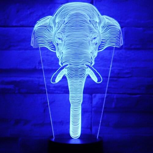 3D LED Night Light Elephant Head with 7 Colors Light for Home Decoration Lamp Amazing Visualization Optical Illusion Awesome