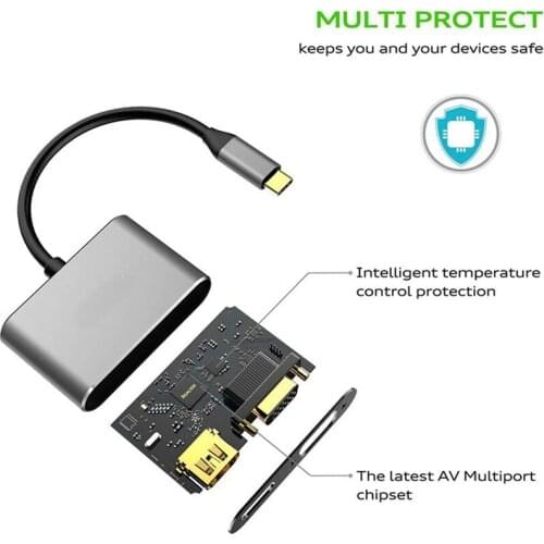 4K 2K Usb C HDMI Type C Hdmi Converter Adapter Type C To HDMI/USB 3.0/Type-C Aluminum for Macbook Pro Samsung S9 S10 Huawei P30