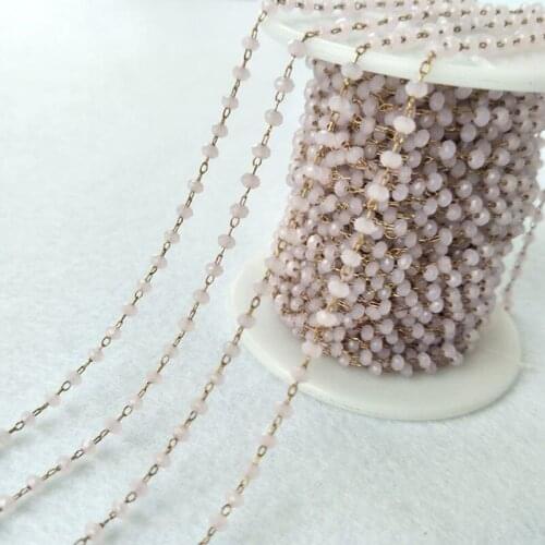 5 Meters Gold Color 3mm Glass Beads Chains Beaded Chains for DIY Necklace Bracelet Jewelry Finding LZ69