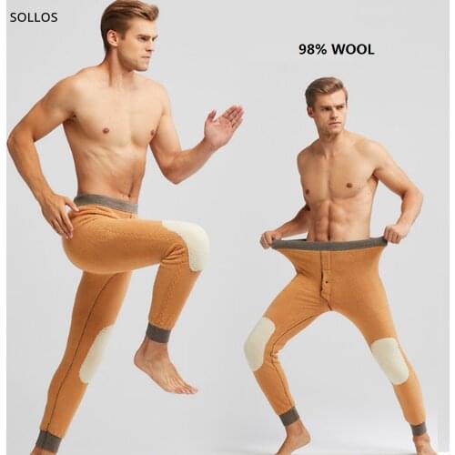 98% wool warm leggings thick winter thermal pants underwear men long leggins wear clothing merino lingerie heated gay thermos