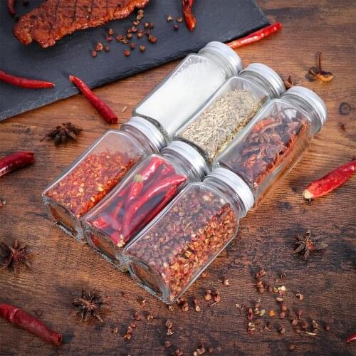 BESTONZON 12PCS Spice Jars Square Glass Containers Seasoning Bottle Kitchen and Camping Condiment Containers with Cover Lid