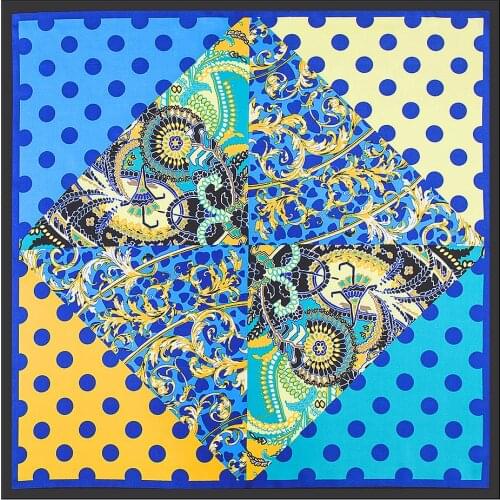 Bohemian Wave Point Small Square Neck Scarves Women Silk Square Girl Hair Scarf Accessories Headband Kerchief Dot Print Shawls