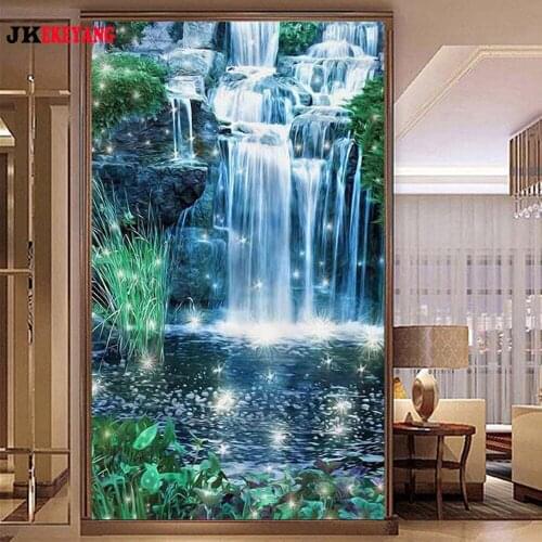 Large 5D Diy diamond painting Waterfall and flowers Diamond Mosaic Rhinestone Embroidery cross stitch Y3963