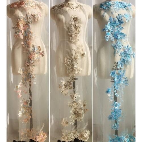 Large Flower Embroidery Lace Fabric Appliques Patch for Evening Dress Diy Clothing Decoration Patches Trim Sewing On Accessories