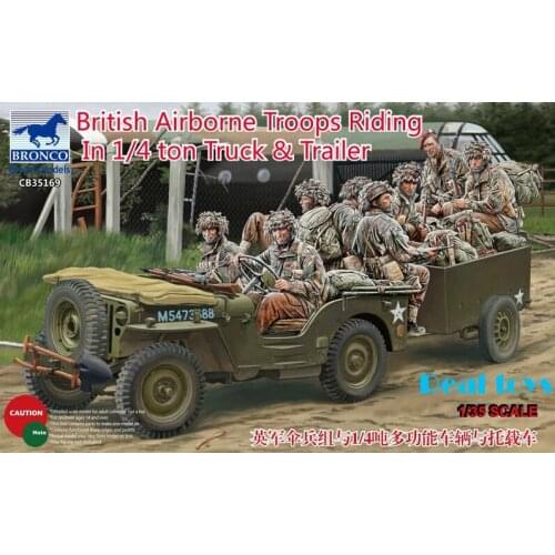 Bronco 35169 1/35 scale British Airborne Troops Riding In 1/4 Ton Truck & Trailer