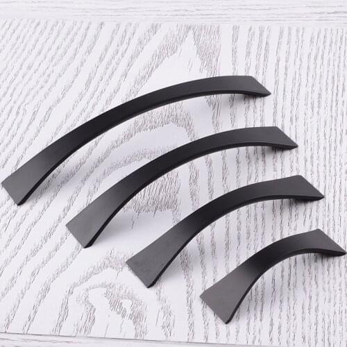 Solid Aluminum Black Handle Modern Home Hardware Aluminum Handle Dumb Black Drawer handles and knobs Furniture Pulls