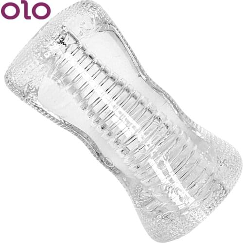 OLO Male Aircraft Cup Blowjob Masturbation Cup Transparent Vagina Pussy Male Masturbator Sex Toys for Men Adult Products