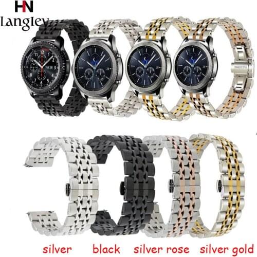 20 22mm Galaxy Watch 42 46 For Samsung Gear S2 S3 Huawei 2 Watchband Stainless Steel Double Press Butterfly Button Accessories
