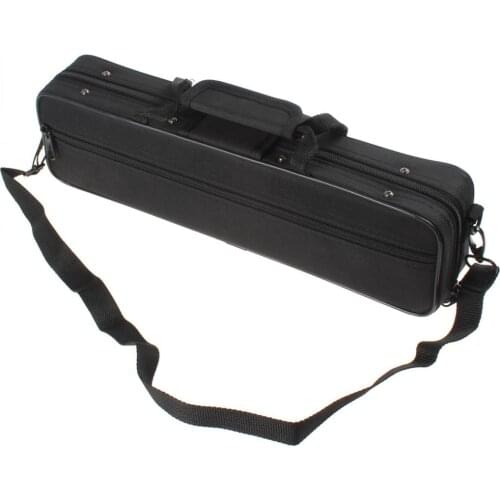 Black Portable & Lightweight Flute Solid Cloth Box with Shoulder Strap