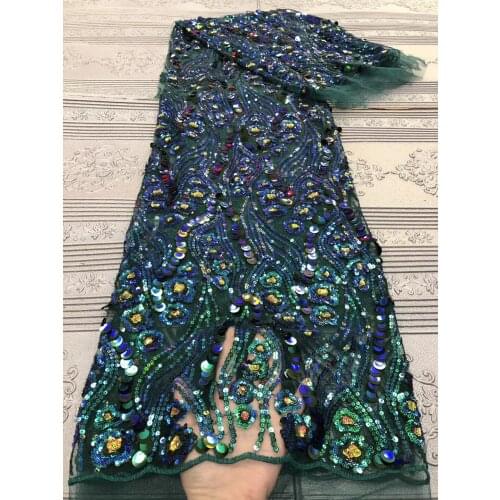 French Sequin Lace Fabric 2021 High Quality Embroidery African Lace Fabric Nigeria Dress RF4319