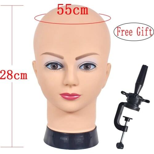 With Clamp Bald Mannequin Head Female Mannequin Head For Hat Display Wig Making Cosmetology Manikin Head For Makeup Practice