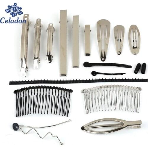 Hot Promotion! 5-50pcs Iron Hair Combs Rhodium Black Plastic Hair Clips Hairpins DIY Jewelry Findings Hairdressing Tools