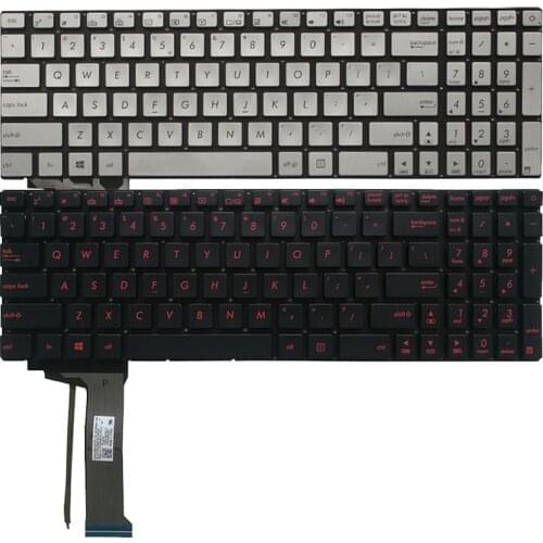 US laptop keyboard for ASUS N551 N551J N551JB N551JK N551JM N551JQ backlit Silver/Red English keyboard