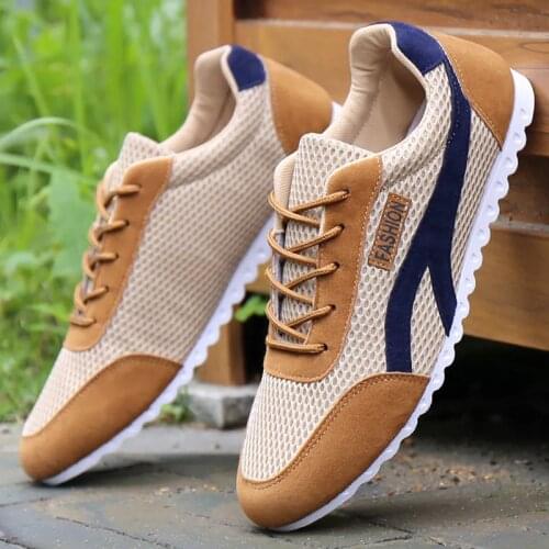 Men Casual Shoes 44 New Arrival Breathable Mesh Flats Shoes Men Loafers Slip On Mens Driving Shoes Trainers Laceup Mens shoes