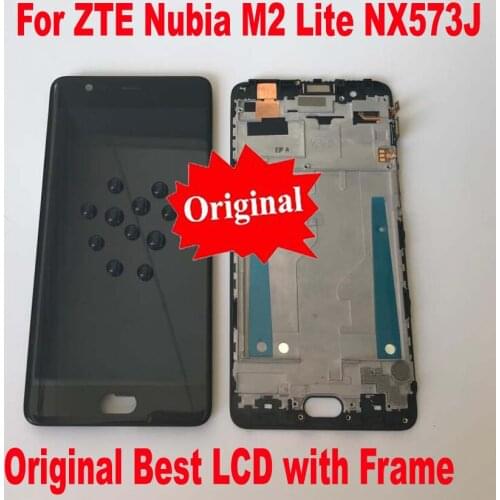 Best Working Original LCD Display Touch Screen Digitizer Assembly + frame For ZTE Nubia M2 Lite / M2 Youth NX573J Glass Sensor