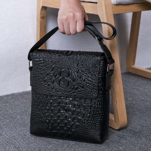 Mens Genuine Leather Shoulder Bag For Men Casual Crossbody Crocodile Messenger Bag Male Classic Bags Guarantee Mens Bags