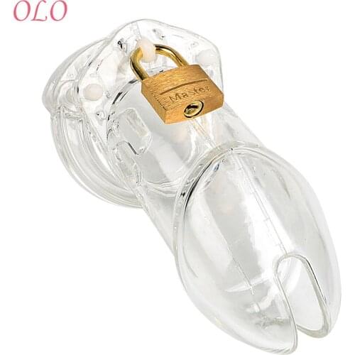 OLO Chastity Lock Anti-masturbation Male Chastity Device Penis Rings Cock Cage with 5 Rings CB6000 Sex Toys for Men Male
