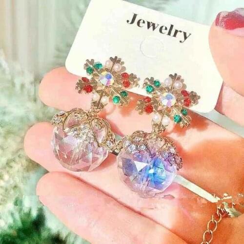 MWSONYA Korea Colorful Crystal Snowflake Drop Earrings for Women Fashion Crystal Ball Pendant Pendientes Jewelry Gifts