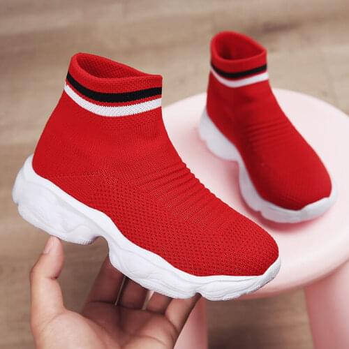 MWY Fashion Black Kids Boots Girls High Top Socks Shoes Kids Shoes Comfortable Ankle Boots Toddler Girls Shoes Children Boots