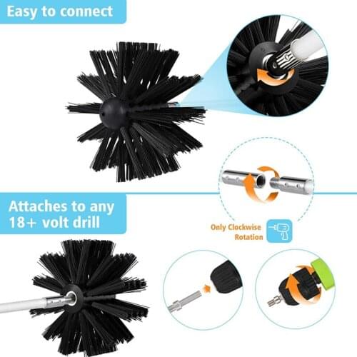 Dryer Vent Cleaner 24 Feet Flexible 18 Rods Dry Duct Cleaning Kit Chimney Brush with 2 Brush Heads and Dryer Lint Brush