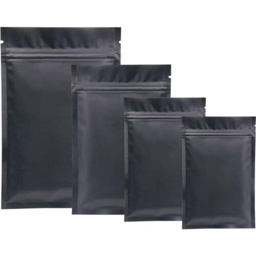 Wholesale 100pcs Mysterious Matte Black Aluminum Foil Zip-lock Packaging Bag Zipper Heberal Powder Capsule Panties Socks Storage