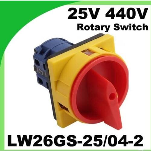 25A 440V Padlock Rotary Switch OFF-ON 2 position 4 Poles 8 terminals Universal switch