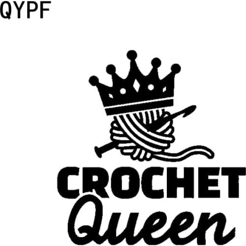 QYPF 13.5CM*14CM Fashion CROCHET QUEEN Car Sticker Decal Black Silver Vinyl Decoration C15-2731
