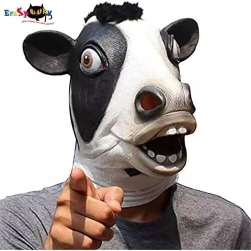 Eraspooky Realistic Animal Cow Horse Latex Mask Cosplay Halloween Costume Props For Adult Festival Masquerade Headgear Fish Mask