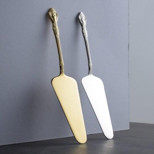304 Stainless Steel Embossed Handle Cake Spatula Creative Palace Retro Bread Knife Pizza Knife Spatula Baking Household