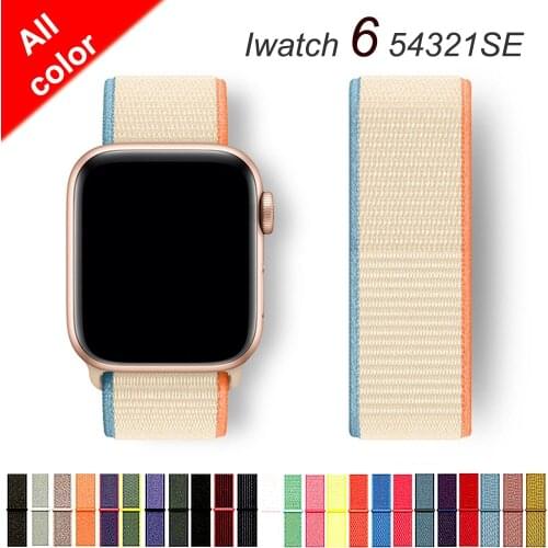 Nylon Strap for Apple watch band 44mm 40mm 42mm 38mm smartwatch wristband belt sport loop bracelet iWatch series 3 4 5 6 se band