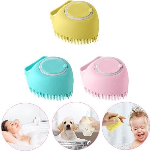 Pet Dog Shampoo Brush 2.7oz/80ml Cat Massage Comb Grooming Scrubber Brush for Bathing Short Hair Soft Silicone Rubber Brushes