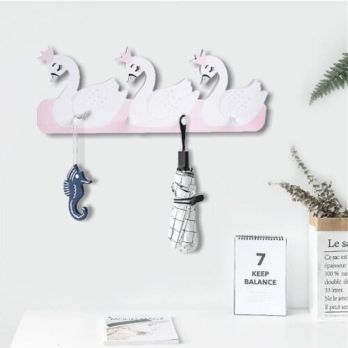 Nordic Wood Shelves Kids Coat Rack Wall Hanging Shelf Hooks Star Swan Kids Baby Girl Room Decor Display Stand Holder Organizer