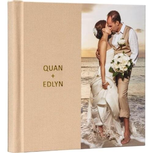 Linen cover custom flush mount wedding photo albums For newlyweds or Professional Photographer