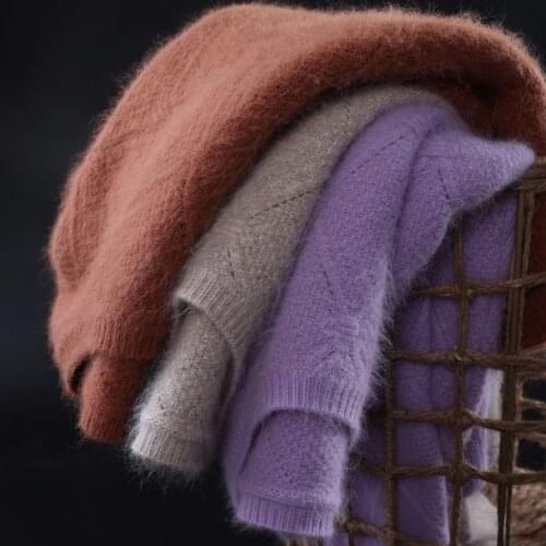 Zocept Winter Round Neck Sweater Women Fashion Loose Thick Warm 100% Mink Cashmere Sweaters Pullover Female Long Sleeve Jumpers