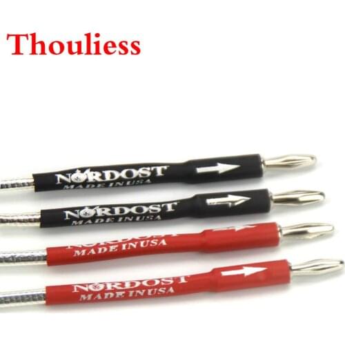 Thouliess 4Pcs Nordost ODIN interconnect audio jumper cable,OCC Copper Silver Plated spade to banana plug Connector Bridge Cable