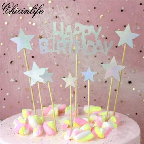 Chicinlife 1set Happy Birthday Cake Cupcake Topper Cake Baking Party Kids Baby Shower Birthday Party Decoration Supplies