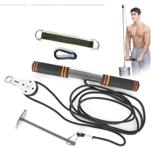 Fitness Pull Rope Wrist Roller Forearm Arm BicepsTriceps Blaster Strong Power Stick Workout Hand Gripper Strengthener Trainning