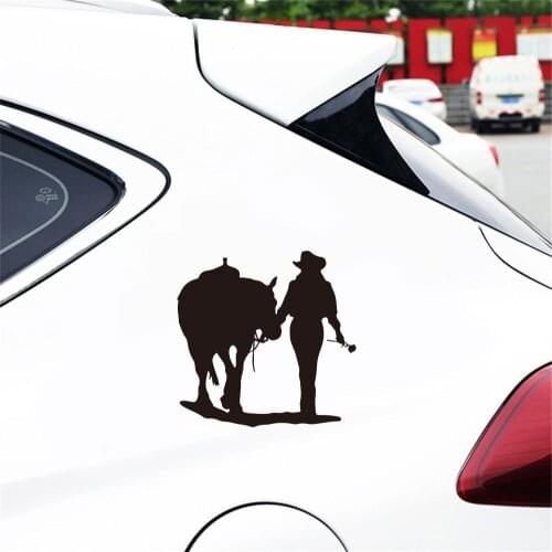 Vinyl Cowboy and horse automobile decor Decal Sticker ANY SIZE Removable Car Rear window door waterproof Sticker Decals HY1707