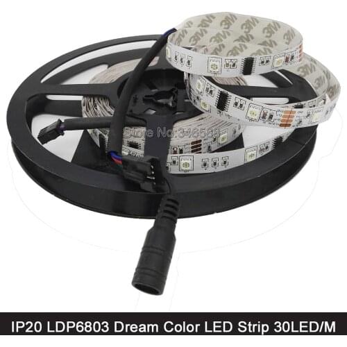 IP20 Non-Waterproof 5M 12V 6803 IC Digital Dream Color RGB LED Strip 30LED/M 5050 SMD Magic Chasing Color LDP6803 LED Strip Tape