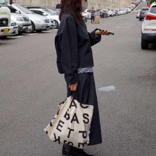 Female Tote Canvas Bag Ladies Large Capacity Shoulder Bags Ins Casual Letter logo Print Shopping Bags Сумка Женская Через Плечо