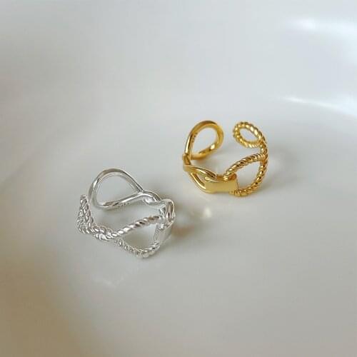 SHANICE 100% Real S925 Sterling Silver Open Ring Twisted Wire Wave Weaving Open Rings for Women Retro Jewelry 2021 Trend Gift