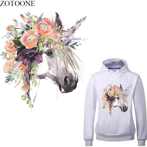 ZOTOONE Watercolor Unicorn Patches Washable Print on T-Shirt Clothes Sticker Decoration Accessory Iron-On Transfers Heat Press E