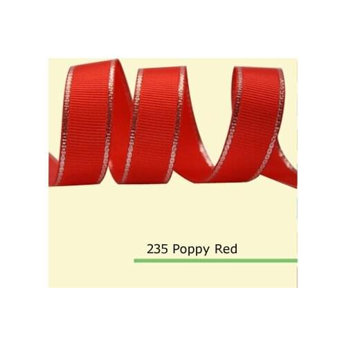 1/4" inch(6mm) Grosgrain Ribbon With Silver Edge Solid Grosgrain Ribbon