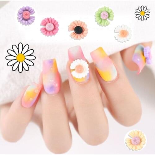 1 Box Colorful Flower Nail Jewelry Small Daisy DIY Art Decoration Candy Color Exquisite Manicure Accessories